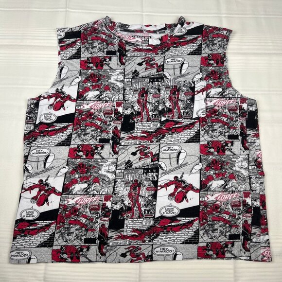 Marvel Deadpool The New Mutants All Over Comic Print Tank Top Mens Size L - Picture 1 of 7